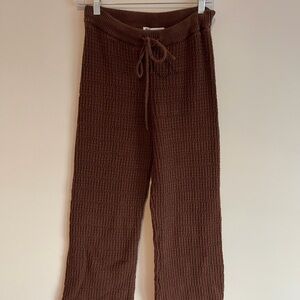 Reformation Brown Textured Knit Pants size: small